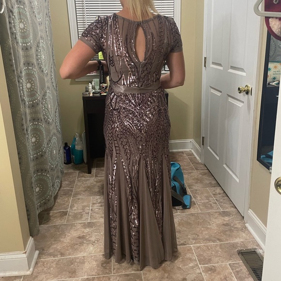 Short Sleeve Beaded Long Gown - Picture 5 of 7